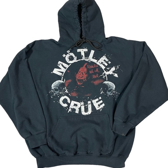Motley Crue Other - Vintage Motley Crue Route Of All Evill Tour Logo Hoodie  XL Gildan Heavy Weight